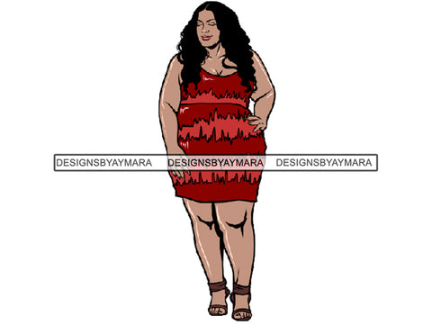 Afro Thick BBW Woman African American Ethnicity Queen Diva Classy Lady Beautiful Big And Bougie  PNG JPG EPS Vector Clipart