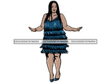 Afro Thick BBW Woman African American Ethnicity Queen Diva Classy Lady Beautiful Big And Bougie  PNG JPG EPS Vector Clipart