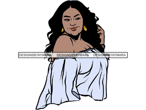 Thick Sexy Woman Long Black Hair In Gray JPG PNG Clipart Cricut Silhouette Cut Cutting