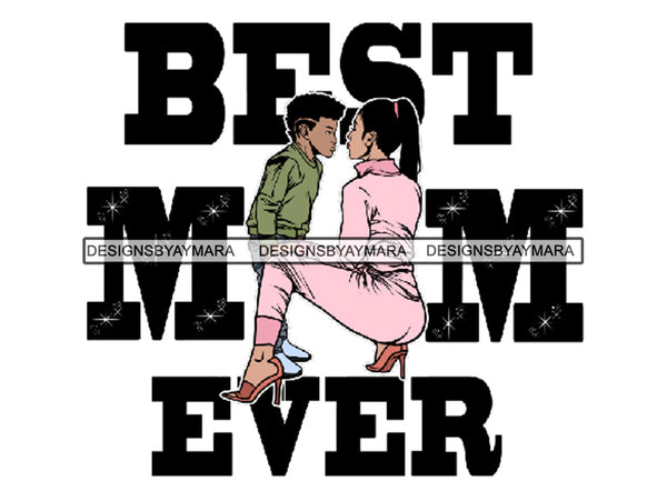 Happy Mother's Day Beautiful Woman Mom Child Love Goddess .SVG .EPS .PNG Vector Clipart Not For Cutting