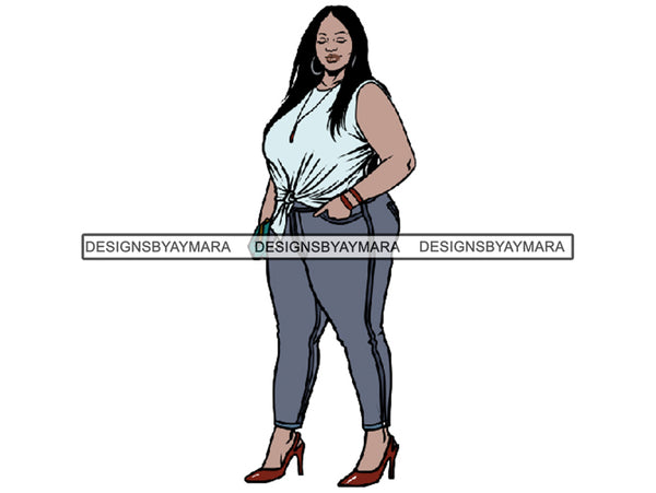 Afro Thick BBW Woman African American Ethnicity Queen Diva Classy Lady Beautiful Big And Bougie  PNG JPG EPS Vector Clipart