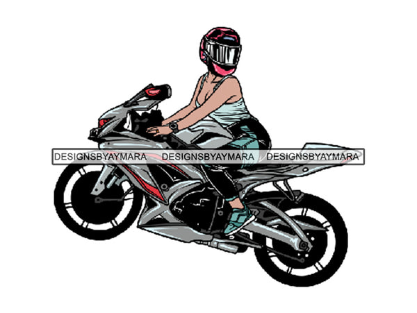 Biker Girl Woman On Motorcycle Riding JPG PNG Clipart Cricut Silhouette Cut Cutting