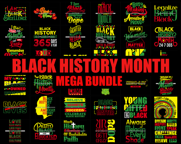 Bundle Black History Month Mega Bundle For Commercial Use PNG SVG JPG Print Cutting Digital Download Art Digital Tshirt Logo Sublimation Cricut Clipart Artwork Illustration