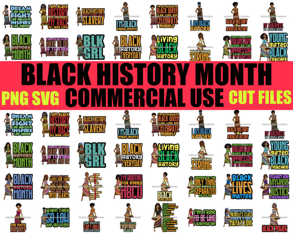 Black History Month Bundle Designs For Commercial Use Celebration Freedom PNG SVG JPG Print Cutting Digital Download Art Digital T-shirt Logo Sublimation Cricut Clipart Artwork Illustration