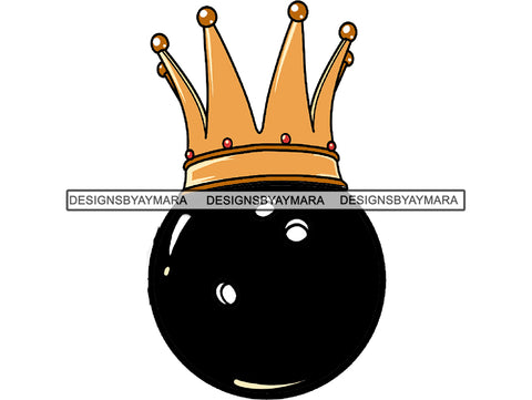 Bowling King Winner Sport Champion Varsity Player Game Ball Crown Gold Strike Trophy Tournament .PNG .SVG Clipart Vector Cricut Cut Cutting