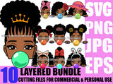 Special Bundle 60 Afro Woman SVG Hot Selling Designs Black Girl Magic Melanin Popping Hipster Girls SVG JPG PNG Layered Cutting Files For Silhouette Cricut and More