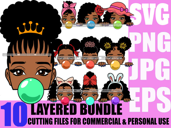 Special Bundle 60 Afro Woman SVG Hot Selling Designs Black Girl Magic Melanin Popping Hipster Girls SVG JPG PNG Layered Cutting Files For Silhouette Cricut and More