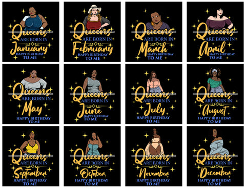 Bundle 12 BBW Curvy Sexy Woman Birthday Celebration Queen SVG PNG JPG Cutting Files For Silhouette Cricut and More!