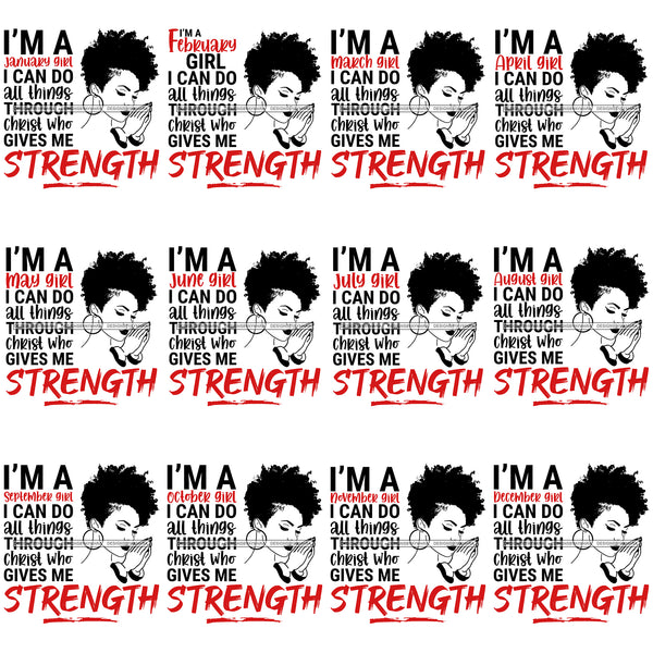 Bundle 12 Birthday Woman Praying I Can Do All Things God Quotes SVG PNG JPG Cutting Files For Silhouette Cricut and More!