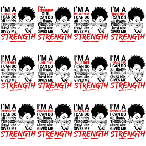 Bundle 12 Birthday Woman Praying I Can Do All Things God Quotes SVG PNG JPG Cutting Files For Silhouette Cricut and More!