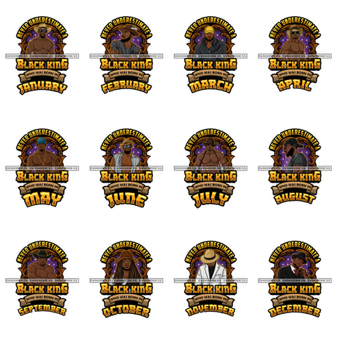 Bundle 12 Birthday King Afro Black King Man Handsome Men Melanin African American Male PNG JPG SVG Cutting Files For Silhouette Cricut and More!