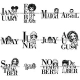 Bundle 12 Birthday Diva Months Celebration Queen Beautiful Woman Fashion Model Classy Glamour Swag SVG JPG PNG Vector Clipart Cricut Silhouette Cut Cutting
