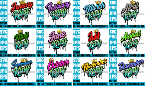 Bundle 12 Birthday King Dripping SVG Hot Selling Designs SVG JPG PNG Layered Cutting Files For Silhouette Cricut and More
