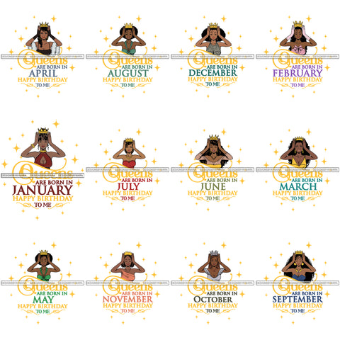 Bundle 12 Birthday Diva Celebration Happiness Cumpleanos SVG JPG PNG Vector Clipart Cricut Silhouette Cut Cutting