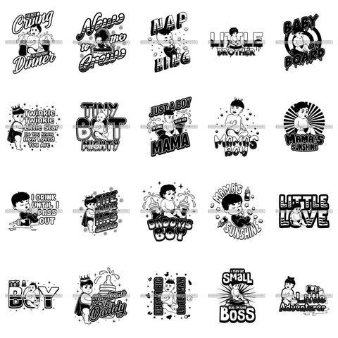 Bundle 20 Baby Boy Cute Quotes Daddy Boy Mom Sunshine SVG Cutting Files For Silhouette Cricut and More!