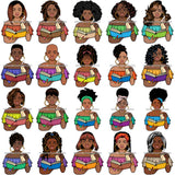 Bundle 20 Afro Lola Reading A Book Education Smart Woman Drinking Coffee .SVG Cutting Files For Silhouette Cricut and More!