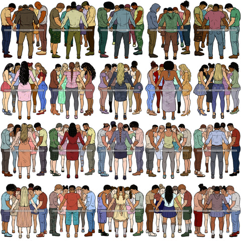 Bundle 20 Group Of People Praying Together Equality Freedom Love Woman Man Young People Prayers Pray   SVG Cutting Files For Silhouette Cricut and More