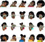 Bundle 20 Lola Money Maker Gangster Hustler Caring Gun Black Girl Magic Melanin Popping Hipster Girls SVG JPG PNG Layered Cutting Files For Silhouette Cricut and More