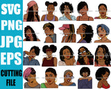 Bundle 20 Black Queen Hipster Fashion Bamboo Earrings Model Boss Lady Nubian Queen Melanin SVG Cutting Files For Silhouette Cricut and More