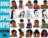 Bundle 20 Black Queen Hipster Fashion Bamboo Earrings Model Boss Lady Nubian Queen Melanin SVG Cutting Files For Silhouette Cricut and More