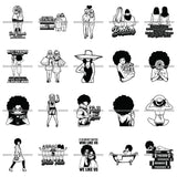 Bundle 20 Best Friends Buddies Afro Woman Melanin Nubian Black Girl Magic SVG JPG PNG Vector Clipart Cricut Silhouette Cut Cutting