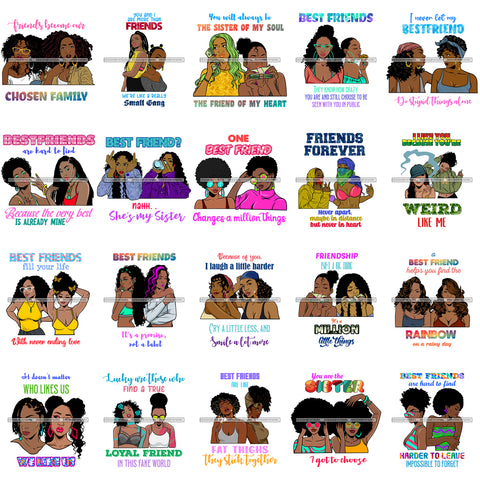 Bundle 20 Best Friend Love Forever Best Friends Family Girlfriend's Quotes SVG PNG JPG Cutting Files For Silhouette Cricut and More!