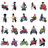 Bundle 20 Biker Chick Sport Bike Rider Speed Angel Motorcycle African Woman Gear Helmet Protection SVG PNG JPG Cutting Files For Silhouette Cricut Cut Cutting