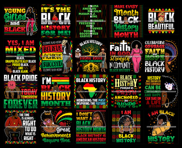 Bundle 20 I'm Black History Month Quotes Proud Roots African American Culture Celebration Melanin Pride SVG Clipart Vector Designs Cutting Files For Circuit Silhouette Cricut and More!