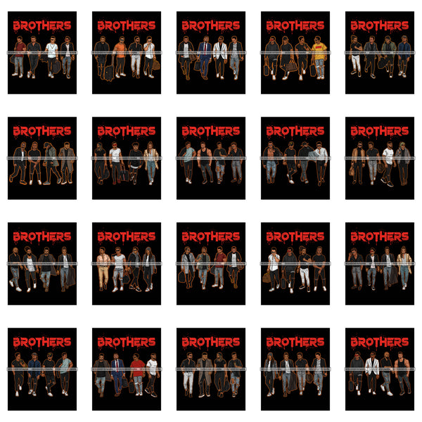 Bundle 20 Brothers Best Friend Family Love Friendship Buddy Man Handsome Men Melanin African American Male PNG JPG SVG Cutting Files For Silhouette Cricut and More!