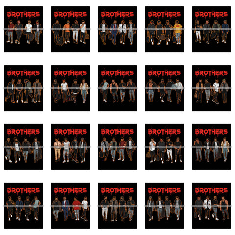 Bundle 20 Brothers Best Friend Family Love Friendship Buddy Man Handsome Men Melanin African American Male PNG JPG SVG Cutting Files For Silhouette Cricut and More!