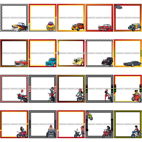 Bundle 20 Cute Decoration Frames Banners Automobile Cartoon Cars Motorcycle Transportation  SVG JPG PNG Vector Clipart Cricut Silhouette Cut Cutting