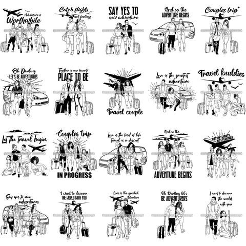 Bundle 20 Couples Trip Getaway Vacation Soulmate Love Catch Flights Not Feelings PNG JPG SVG Cutting Files For Silhouette Cricut and More!