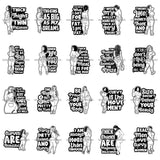 Bundle 20 Curvy BBW Lady Sexy Woman Voluminous Body Thick Tights Quotes BW SVG PNG JPG Cutting Files For Silhouette Cricut and More!