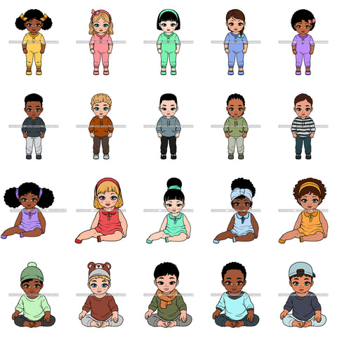 Bundle 20 Adorable Cute Baby Boy Girl Children Kids Toddler Infant Innocent SVG Cutting Files For Silhouette Cricut and More!