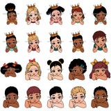 Bundle 20 Adorable Cute Baby Boy Girl Closed Up Face Children Kids Toddler Infant Innocent Princess Prince SVG Cutting Files For Silhouette Cricut and More!