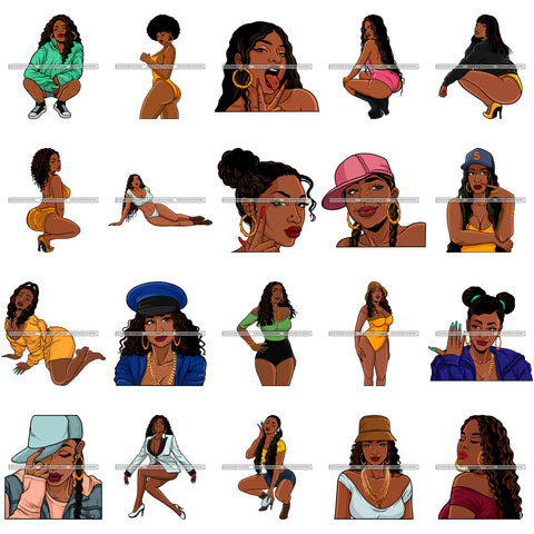 Bundle 20 Sexy Sensual Melanin Pretty Woman Melanin Black Girl Magic Nubian SVG PNG JPG Cutting Files For Silhouette Cricut and More!