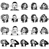 Bundle 20 Afro Lola Hands In Face Wondering Thinking Black Girl Magic Melanin Nubian SVG JPG PNG Cutting Files For Silhouette Cricut and More