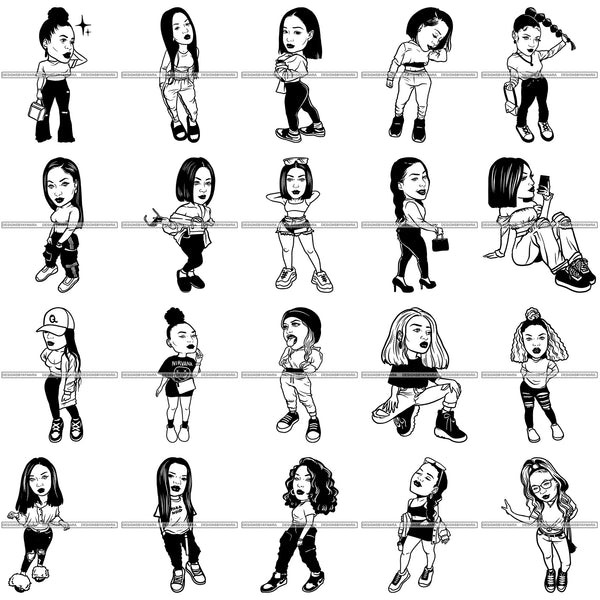 Bundle 20 Fashion Girl Afro Woman Melanin Popping Ebony Queen .SVG Cutting Files