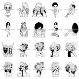 Bundle 20 Woman Flower Head Best Friends Love Melanin Together Designs For T-Shirt and Other Products SVG PNG JPG Cutting Files For Silhouette Cricut and More!