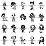 Bundle 20 Cute Lola Cartoon Character Gangsta Gangster Big Eyes Fashion Diva Melanin Nubian Gun Weapon Bad Ass Girl SVG JPG PNG Vector Clipart Cricut Silhouette Cut Cutting