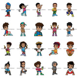 Bundle 20 Cute Boy Character Activities Hand Gun Golfing Male SVG PNG JPG Cutting Files For Silhouette Cricut and More!