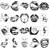 Bundle 20 Sexy Erotic Lips Kissing Lips Together Mouth Tongue Woman Man Licking Sex BW SVG PNG JPG Cutting Files For Silhouette Cricut and More!