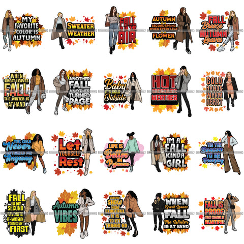 Bundle 20 Fall Winter Cute Quotes Sweater Jackets Fashion Outfit SVG PNG JPG Vector Clipart Silhouette Cricut Cut Cutting