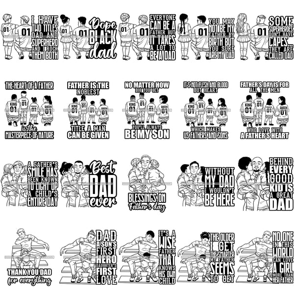 Bundle 20 Happy Fathers Day Daddy Dad Special Moment Love Papa Kids Male Man SVG JPG PNG Vector Designs Clipart For Cricut Silhouette Cut Cutting and More!