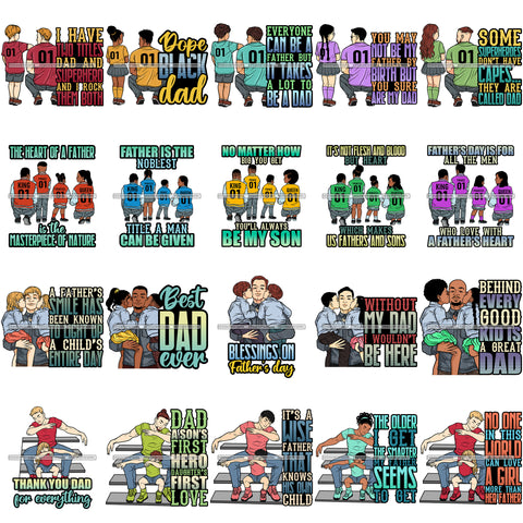 Bundle 20 Happy Fathers Day Daddy Dad Special Moment Love Papa Kids Male Man SVG JPG PNG Vector Designs Clipart For Cricut Silhouette Cut Cutting and More!