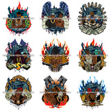 Bundle 9 Gangster Gansta Black Man Street Boy Survivor Gun Weapon Protection Bullets  SVG PNG JPG Cutting Files For Silhouette Cricut Cut Cutting