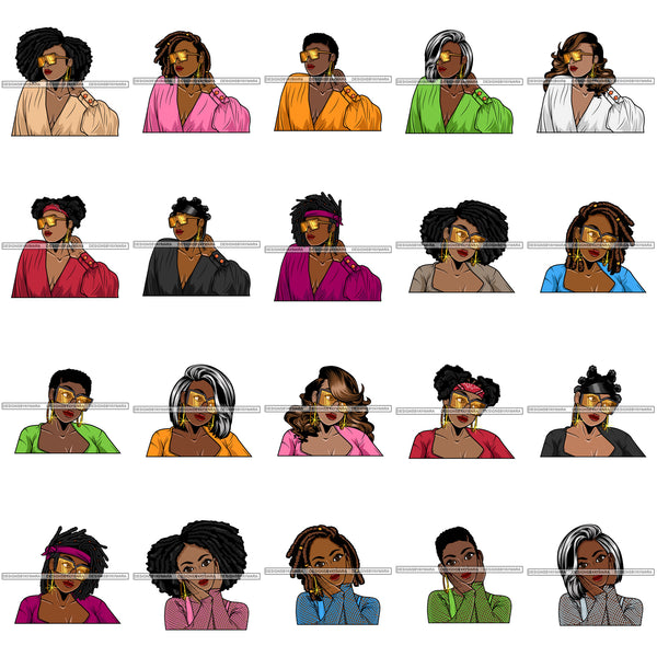 Bundle 20 Afro Flawless Lola Queen Boss Lady Black Woman Nubian Melanin Popping  SVG Cutting Files For Silhouette Cricut and More