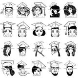 Bundle 20 Graduation Cap Woman Man Success Achievements Education College Ceremony Student Graduate SVG PNG JPG Cutting Files For Silhouette Cricut and More!