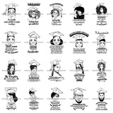 Bundle 20 Graduation Quotes Cap Woman Man Success Achievements Education College Ceremony Student Graduate SVG PNG JPG Cutting Files For Silhouette Cricut and More!