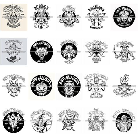 Bundle 20 Halloween Celebration Scary Horror Spooky October Fear Holiday Creepy SVG PNG JPG Cutting Files For Silhouette Cricut Cut Cutting